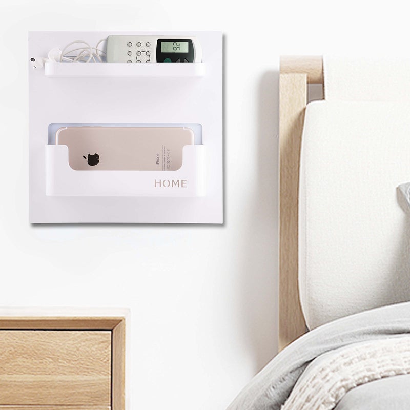 EHKIT Bedside Shelf Accessories Organizer- Wall Mount Self Stick On,Ideal for Glasses,Remote,Earphone, Cell Phone Charger,Manicure Kit - Image 3